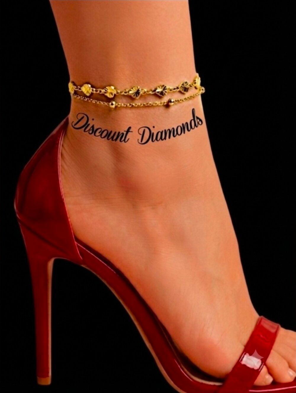 Anklet 18K Gold Titanium "Stylish Hearts & Beads" Ankle Bracelet